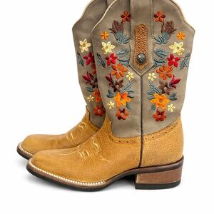 Verthali Exotic Western Boots Floral Embroidered Leather Cowgirl Boho Womens 5.5